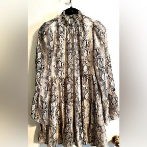 Altar’d State Stylish Long Sleeve Snake‎ Skin Print Dress